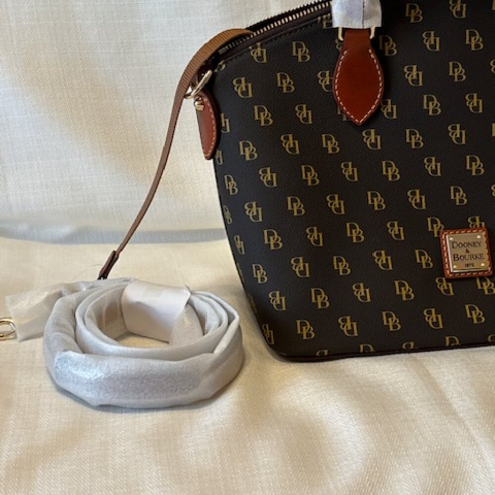 Dooney & Bourke Brown and Tan Satchel, New - Picture 7 of 12
